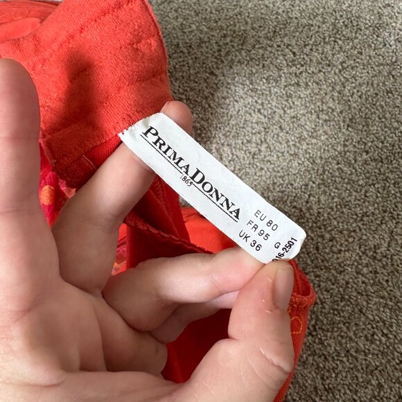 Prima Donna Bra UK 36G Orange Embroidered Flowers - Picture 8 of 10